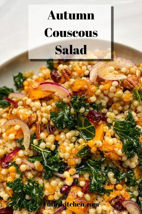 Oct 6, 2020 - This Autumn pearl couscous salad is a great side dish for this time of year. It is full of fall flavors like squash, cranberries, and pecans. Brisket Side Dishes, Pearl Couscous Salad, Couscous Salad Recipes, Gourmet Salad, Pearl Couscous, Seasonal Salad, Couscous Recipes, Autumn Salad, Couscous Salad