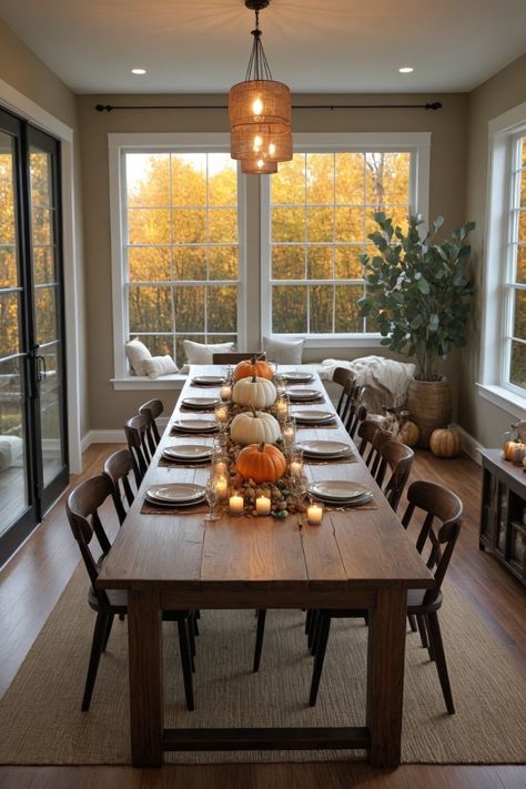 Love the rustic charm of autumn? These 40 natural fall decor ideas will help you bring the earthy beauty of the season into your home. From wooden accents to dried florals, create a space that feels connected to nature. Dinning Room Table Fall Decor, Earthy Dining Room Decor, Fall Dining Room Decor, Fall Dining Table Decor, Table Fall Decor, Natural Fall Decor, Earthy Beauty, Fall Dining Table, Connected To Nature