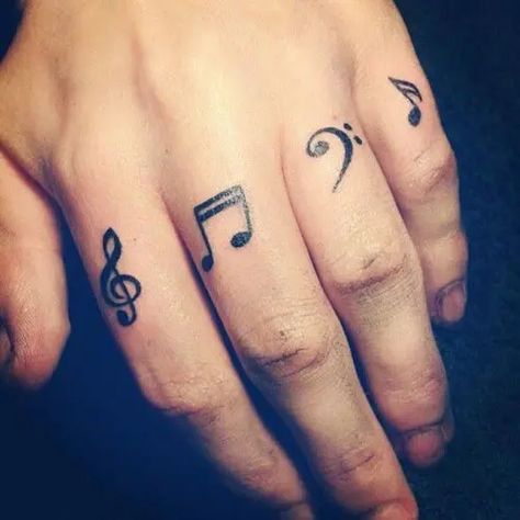 Small Music Tattoos, Ephemeral Tattoo, Tato Dengan Makna, Music Notes Tattoo, Cute Finger Tattoos, Tato Jari, Knuckle Tattoos, Music Note Tattoo, Kunst Tattoos