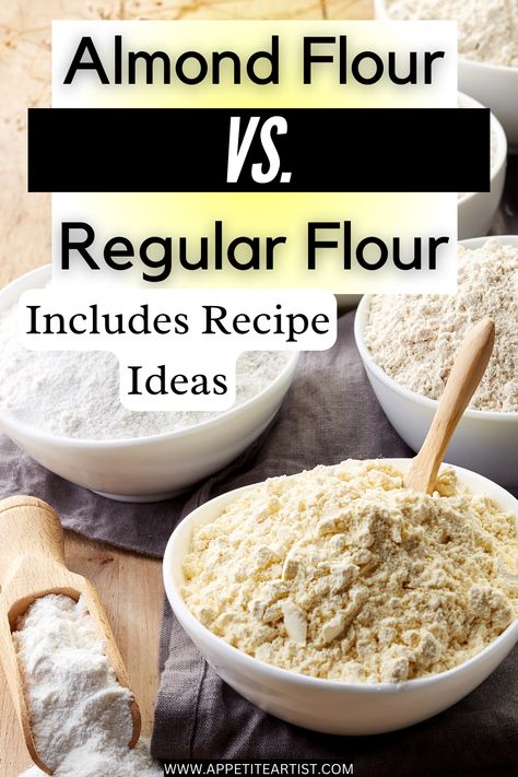 This article compares the health benefits and baking potential of these two popular flours. It also tells you everything you need to know about almond flour. Almond flour is a fantastic replacement for all-purpose flour in any recipe, particularly for the gluten-sensitive population. You can make many creative recipes with almond flour! Almond flour recipes | flour substitute | diet alternatives | flour recipes | all-purpose flour | almond flour benefits | almond flour baking Healthy Flour Alternatives, Recipes With Almond Flour, Almond Flour Substitute, Almond Flour Baking, Almond Flour Bread, Healthy Flour, Almond Benefits, Almond Bread, Flour Substitute