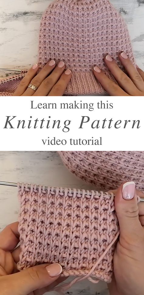 Beanie Knitting, Simply Knitting, Knitting Stitches Tutorial, Circular Knitting Needles, Knit Stitch Patterns, How To Work, Circular Knitting, Knitting Tutorial, Knit Pattern