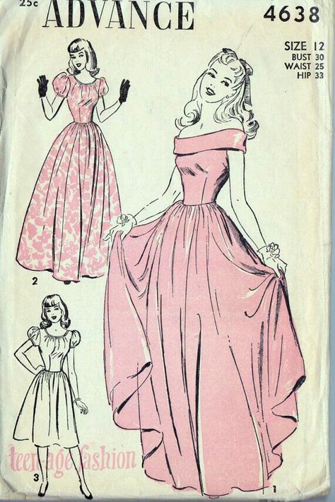 Advance dress pattern Patron Vintage, Dress History, Vintage Dress Patterns, Motif Vintage, Gown Prom, Dress Bridesmaid, Old Fashion, Fashion Sewing Pattern, Fashion Design Sketches