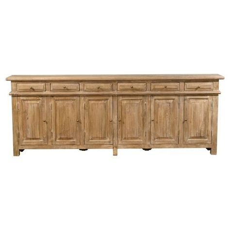 Keelan 6-Door Sideboard, Sand French Country Kitchen Designs, Sideboards Living Room, Country Dining Rooms, Storage Decor, French Country Dining, Luxury Furniture Living Room, Outdoor Furniture Decor, Dark Wood Floors, Large Sideboard