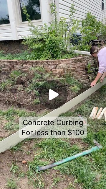 Crystel DIY & Design on Instagram: "Comment BLOG for a full step-by-step tutorial! This DIY curbing has completely elevated our landscaping! If you’ve been following along, you know that we have been slowly but surely updating & beautifying each part of our yard. I love the look of concrete curbing, but is can be super expensive!  I decided to give it a go myself, and I am so glad I did! For just over $100, I have a beautiful, professional looking curb that is now all ready for plants and flowers!   This is only the beginning, so stay tuned as I share more of the outdoor projects we’ve been working on!  #concrete #curbing #diy #garden #makeover #yard #landscape #doityourself #outdoor #outdoorliving #curbappeal" Diy Concrete Border Edging, Concrete Curbing Landscaping Edging, Diy Curbing Landscaping, Diy Concrete Curbing, Trendy Garden Ideas, Diy Concrete Curb Edging, Concrete Diy Projects Outdoors, Diy Curb Appeal On A Budget Front Yards, Landscape Curbing Ideas