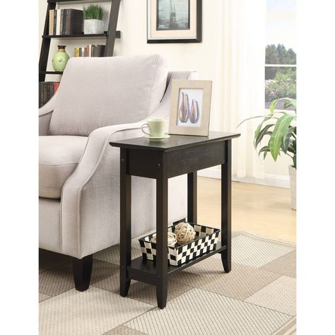 Experience the perfect combination of elegance and functionality with the Harper End Table with Flip Top Storage and Lower Shelf by Breighton Home. This exquisite piece is designed to elevate your living space, offering a hidden flip-top storage compartment to keep your essentials organized and a convenient lower shelf for additional display or storage. Crafted with quality materials and finished with a sophisticated birch veneer, this table is built to withstand the test of time while adding a Narrow End Table, Narrow Side Table, Tall End Tables, Classic Table, Wood End Tables, Console And Sofa Tables, American Heritage, Small Living Rooms, Small Living Room