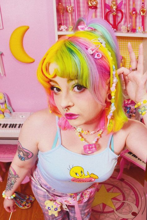 Home / X Cutecore Fashion, Rainbow Bangs, Decora Kei Fashion, Maximalist Fashion Style, Did System, Pixie Party, Sailor Moon Inspired, Cute Hair Colors, Dyed Hair Inspiration