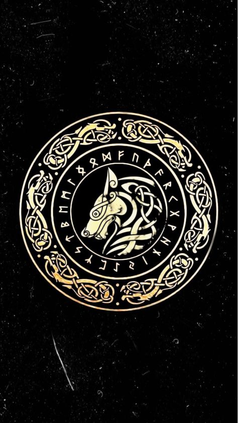 Nordic Wallpaper Art, Viking Wolf Wallpaper, Viking Art Wallpaper, Nordic Mythology Wallpaper, Symbolic Wallpaper, Norse Wallpaper Iphone, Wolf Tattoos For Men, Nordic Wallpaper, Wolf Symbol