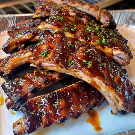 Honey Garlic Ribs Garlic Ribs Recipe, Garlic Ribs, Honey Garlic Ribs, 30 Aesthetic, Rib Meat, Pork Rib Recipes, Pork Dinner, Perfect Thanksgiving, Bbq Ribs