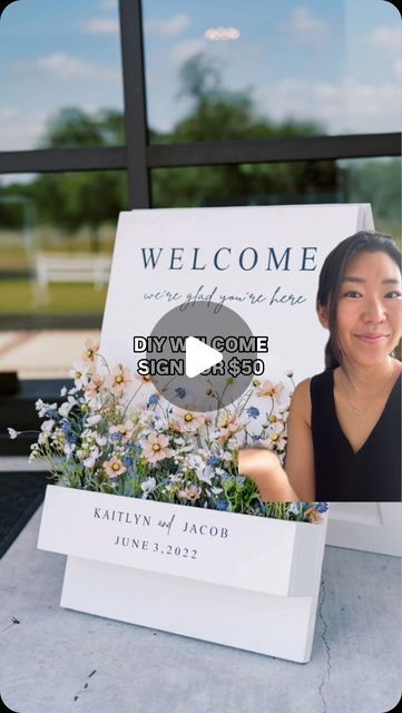 1,646 likes, 30 comments - wonhaus op July 30, 2024: "DIY flower box welcome sign for allll the festivities - weddings, bridal/baby showers, birthdays, dinner parties and more! Measurements for the plywood pieces: Frame: 2ft x 3ft (x2) Flower box: -front: 24in x 6in (highest part of the wave) -sides 4in x 6in (x2) -bottom 23in x 4 in *used the other side of the wave cut out as decor for the top Cost / material breakdown: - used half of a 4x8 plywood sheet ($24.49) - gold hinges ($10.88) - g Welcome Sign Flower Box Diy, Welcome Sign With Flower Box Diy, Flower Box Welcome Sign, Diy Flower Box, Welcome Flowers, Diy Flower Boxes, Plywood Sheets, Flower Box, Box Signs