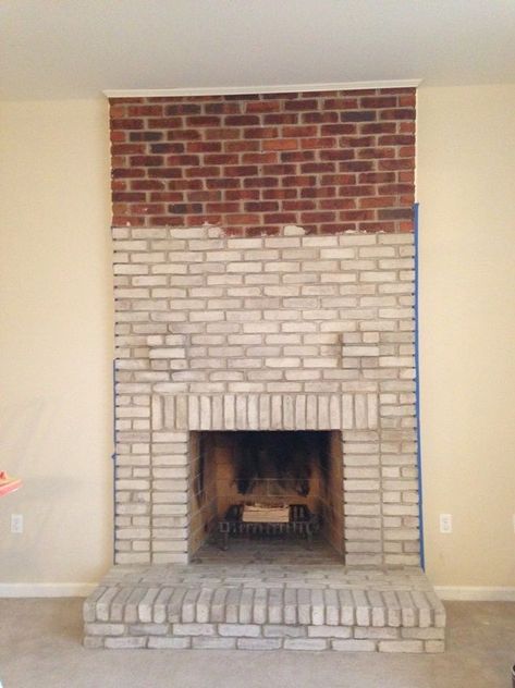 Fireplace Mantle Designs, How To Whitewash Brick, Brick Fireplace Mantles, Red Brick Fireplace, Whitewash Brick, Fireplace Makeovers, How To Whitewash, Red Brick Fireplaces, Fireplace Redo