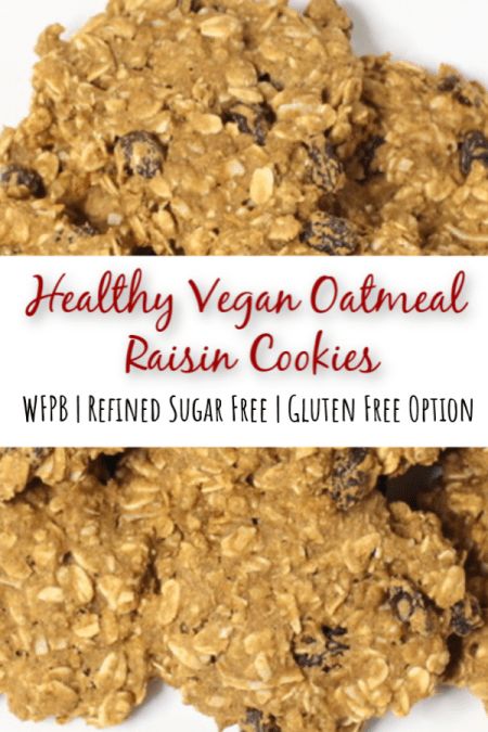 This healthy vegan oatmeal raisin cookies recipe is so easy to make.  They are crispy on the outside and chewy on the inside.  No refined sugar and oil free, this recipe is made with applesauce and pure maple syrup.  Also no butter and can be made gluten free.  These are the BEST homemade whole food plant based cookies! #wfpb #veganoatmealraisincookies #healthyveganrecipes #forksoverknives #eattolive #nutritarian #plantbased Healthy Vegan Oatmeal, Dr Furhman, Oatmeal Raisin Cookies Recipe, Vegan Oatmeal Raisin Cookies, Raisin Cookies Recipe, Nutritarian Recipes, Plant Based Cookies, Nutritarian Diet, Cookie Recipes Oatmeal Raisin