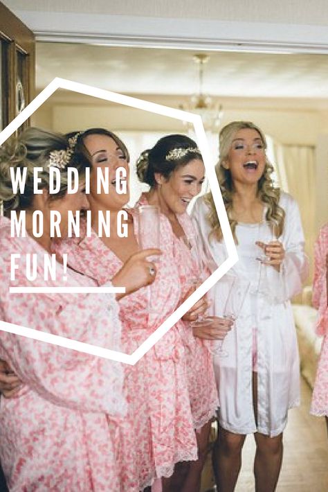 Bride Morning Ideas, Wedding Day Bridesmaid Mornings, Bride Morning Of Wedding Cute Ideas, Wedding Day Prep Mornings, Wedding Day Ideas Morning Of, Morning Of The Wedding Ideas, Bridal Morning Of Wedding, Wedding Day Getting Ready Decorations, Night Before Wedding Sleepover