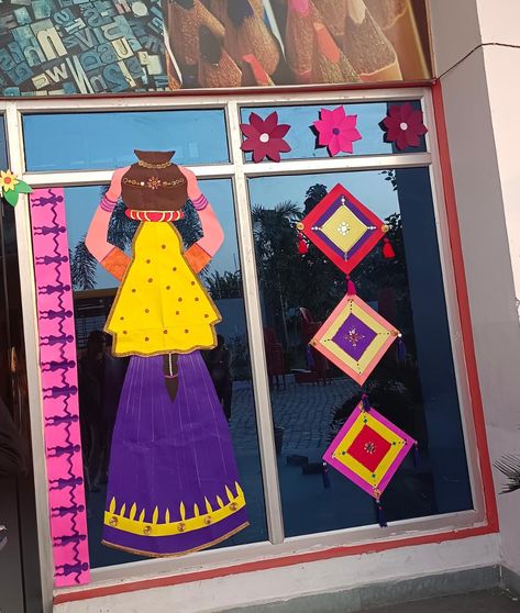 Teej Decoration Ideas For School, Teej Festival Decoration In School, Teej Festival Decoration Ideas, Teej Festival Decoration, Navratri Ideas, Attendance Register, Bala Ji, Independence Day Drawing, Fall Classroom Decorations