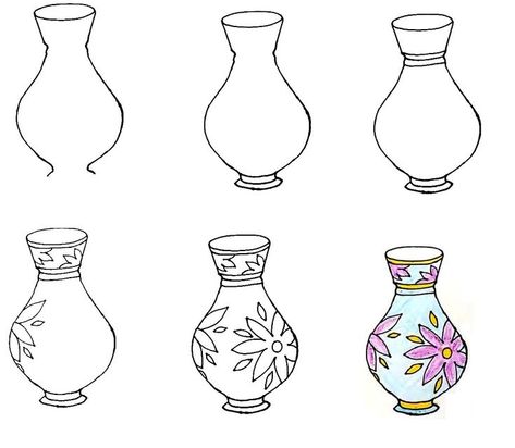 6 Simple Steps To Create A Nice Vase Drawing – How To Draw A Vase Flower Vase Drawing, Vase Drawing, Drawing Room Interior Design, Drawing Room Interior, Drawing Guide, Small Drawings, Guided Drawing, Learn How To Draw, Step By Step Drawing