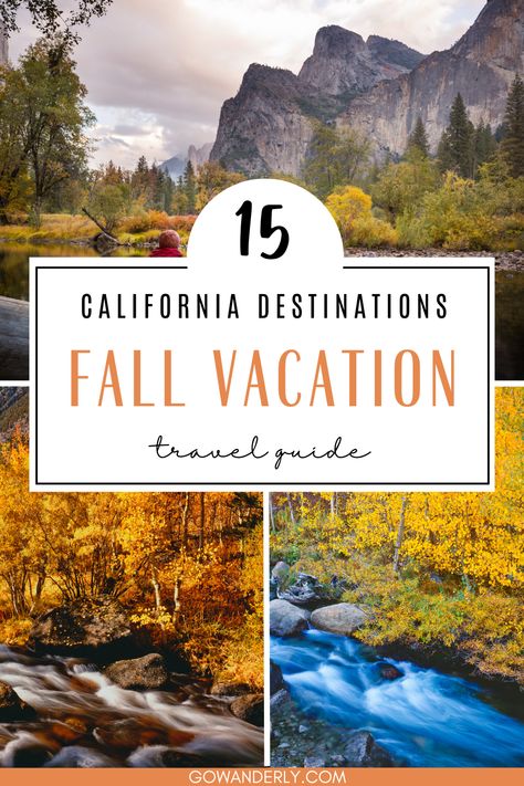 Discover the best fall destinations in California. Ideal for nature lovers and weekend getaways to beautiful autumn spots. California Autumn, Fall Weekend Trip, Weekend Getaway California, Fall Weekend Getaway, Fall Foliage Trips, Fall Destinations, Beautiful Places In Usa, California Fall, Muir Woods National Monument