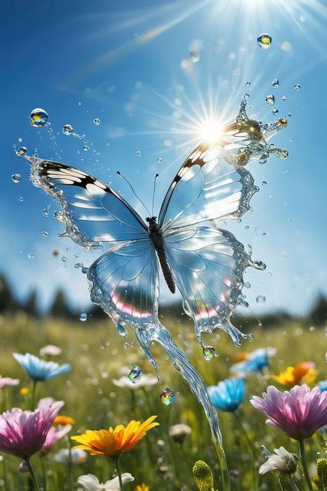 Prompt 👉Abstract art photo of water splash forming a transparent water butterfly flying over a flower meadow with rainbow and sunlight in the background, with hyper-realistic transparent water texture and detailed close-up, against a clear blue sky, in super realistic photography style, with dynamic movement and visible in natural light in high resolution, with HDR rendering. 👉 if Like, please Follow and Share AI Graphics Studio 👇Contact on WhatsAPP: http://tiny.cc/aigraphicsstudio #aigraph... Water Butterfly, Realistic Photography, Light Blue Butterfly, Butterfly Flying, Water Texture, Dynamic Movement, Cinematic Lighting, Flower Meadow, Water Splash