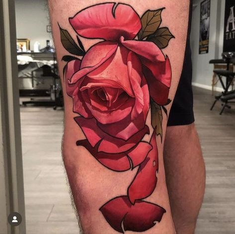 Neo Traditional Roses, Tattoo Roses, Neo Tattoo, Rose Flower Tattoos, Rose Drawing Tattoo, Traditional Tattoo Flowers, Omerta Tattoo, Wicked Tattoos, Tattoo Rose