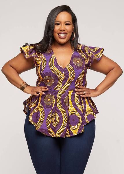 African Print Peplum Top, African Tops For Women, Modern African Clothing, African Blouses, African Tops, African Print Tops, African Print Clothing, Short African Dresses, African Fashion Skirts