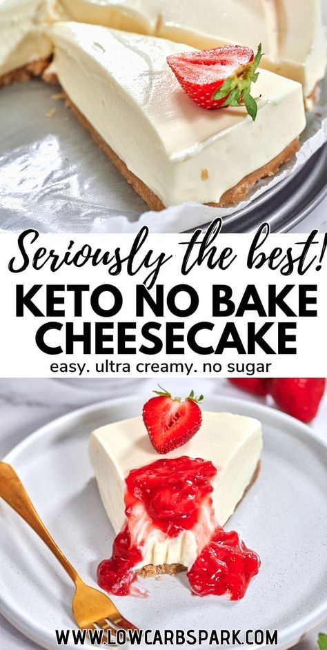 No Bake Keto Cheesecake, Keto No Bake Cheesecake, Low Sugar Diet Recipes, Easy No Bake Cheesecake, Low Carb Low Fat Recipes, Postre Keto, Low Carb Cheesecake, Diet Recipes Easy, Low Carb Low Sugar