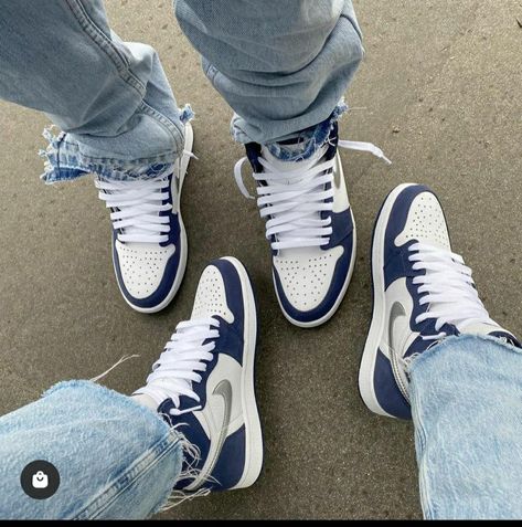 Matching Jordans Couples, Matching Shoes For Couples, Jordan Couples, Women High Top Sneakers, Couple Shoes, Silver Sneakers, Red Sneakers, Nike Air Jordan 1, Air Jordan 1 High