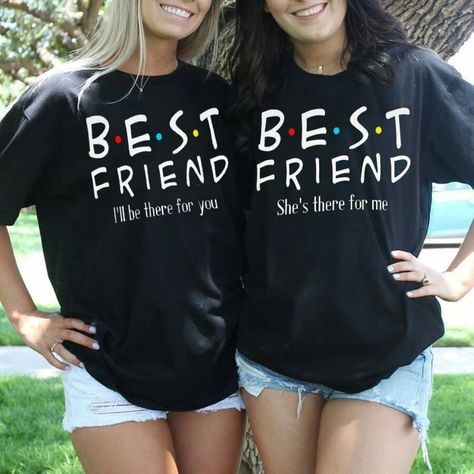 Cute Matching Shirts For Best Friends, Matching Shirts For Best Friends, Bff Tshirts, Friendship Design, Best Friend Matching Shirts, Best Friend Hoodies, Friend Shirts, Best Friend T Shirts, Bff Shirts