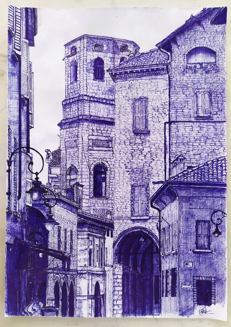 Ballpoint Pen Art, Pen Art Work, Ballpoint Pen Drawing, Pen Art Drawings, Seni Dan Kraf, African Art Paintings, Cross Hatching, Architecture Drawing Art, Pen Sketch