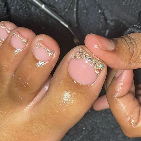 8 Best French Toes Ideas to Transform Your Pedicure – DTK Nail Supply Gold French Pedicure, Nude French Tip Toes, French Toes With Design, Gold Glitter Pedicure, Glitter French Pedicure, Gold French Tip Toes, Gold Pedicure, Gold Nails French, Md Nails