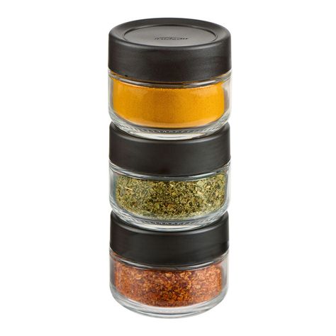 Mini Glass Stackable Spice Jar with Shaker Insert Set of 2 - World Market Magnetic Spice Jars, Magnetic Spice, Spice Jar, Spice Jars, World Market, Favorite Things List, Food Storage, Glass