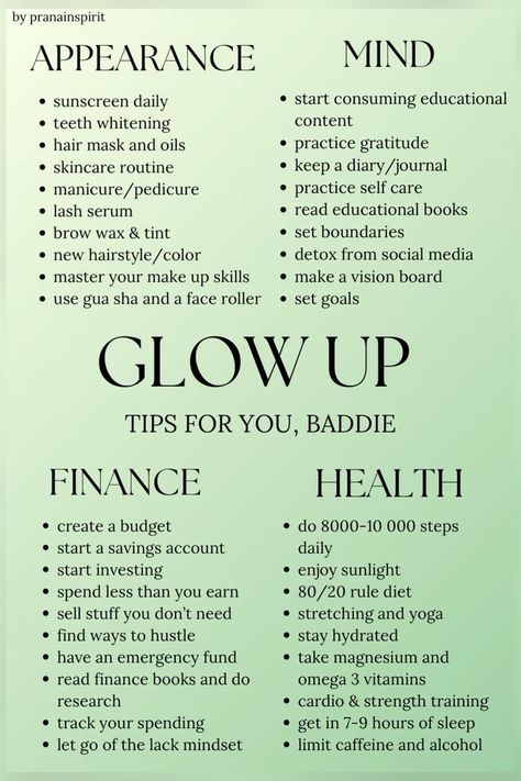 Glow Up Financially, How To Glow Up Mental Health, Glow Up Tips Physical, Physical And Mental Glow Up, Tips To Glow Up Mentally And Physically, Personal Glow Up, How To Glow Up Physically And Mentally, September Glow Up, Confidence Glow Up