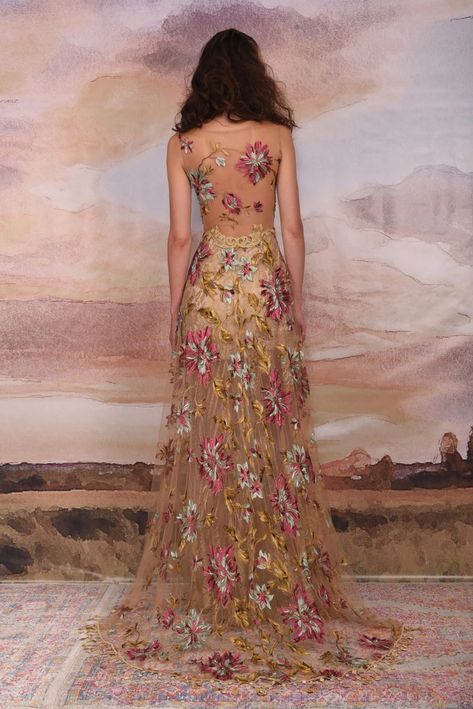 Claire Pettibone Vagabond Collection 2018 Gold Lace Wedding Dress, Claire Pettibone Bridal, Floral Wedding Dresses, Gold Wedding Gowns, Multicolor Wedding, Making A Wedding Dress, Embroidered Wedding Dress, White Bridal Dresses, Gold Wedding Dress