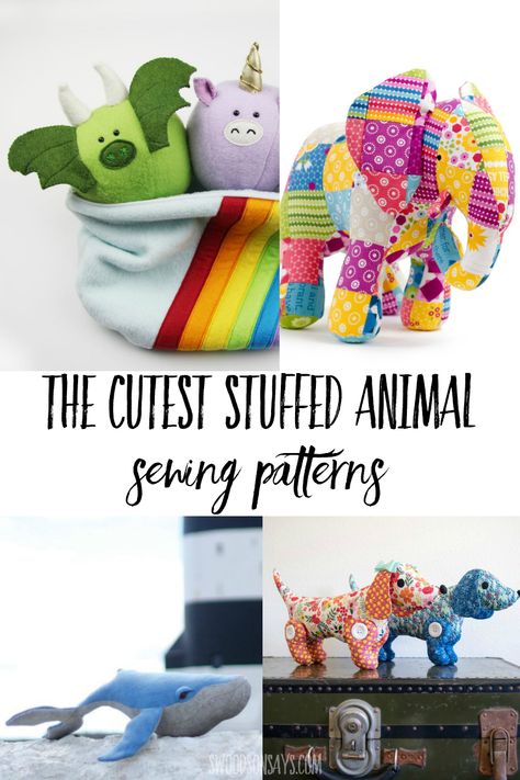 Pick a cute, modern stuffed animal sewing pattern and make your very own custom softie! These are super fun sewing patterns for stuffed toys in a variety of styles and shapes, representing lots of different stuffed animal pattern designers. Sewing For Pets, Carnival Stalls, Stuffed Animal Sewing Patterns, Plush Sewing, Stuffed Animal Sewing, Sewing Paterns, Stuffed Animal Pattern, Stuff Toys, Whale Stuffed Animal