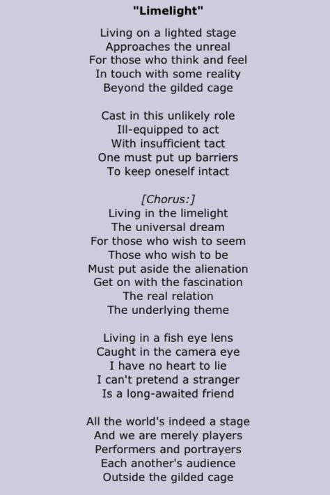 Rush - Limelight Lyrics Rush Quotes Band, Rush Lyrics, Rush 2112, A Farewell To Kings, Rock Lyrics, Rock Quotes, Rush Band, Neil Peart, Great Song Lyrics