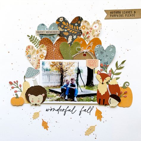 Wonderful Fall - Scrapbook.com Fall Scrapbook Layouts, Tim Holtz Mini, Fall Scrapbook, Creative Scrapbook, Elizabeth Craft Designs, Elizabeth Craft, American Crafts, Fall Design, Letter Paper