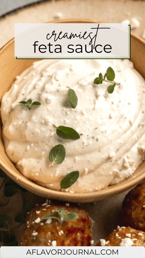 Sauce With Greek Yogurt, Creamy Feta Sauce, Feta Cheese Sauce, Cheese Sauce For Steak, Feta Sauce, Greek Sauce, Greek Yogurt Sauce, Feta Cheese Recipes, Creamy Feta