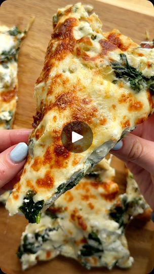 Spinach Artichoke Pizza Recipe, Cheesey Recipes, Spinach Artichoke Pizza, Artichoke Pizza, Ricotta Recipes, Pizza Ingredients, Chopped Spinach, Bariatric Recipes, Health Dinner Recipes