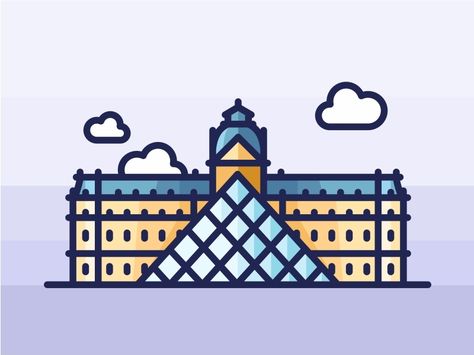 Paris Louvre Museum by Aleksandar Savic #Design Popular #Dribbble #shots Louvre Museum Drawing, Louvre Illustration, Louvre Drawing, Paris Louvre Museum, Museum Logo, Paris Louvre, City Icon, Building Drawing, Travel Icon