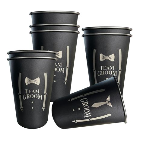 PRICES MAY VARY. 【Content】The groomsmen proposal gifts set of 8 includ 1pc "Groom" and 7pcs "Team Groom" party cups 【Material】These party cups made of food grade 304 stainless steel. No BPA and inodorous, rustless and durable, long service life. Inside and outside of these cups are polished, can be used repeatedly, is a perfect substitute for paper cups and glasses 【Size】Each cups height is 4.7 inch, bottom diameter 2.4 inch, top diameter 3.5 inch, and they can be stacked up together and save yo Groomsmen Boxes, Groomsmen Gifts Flask, Bachelor Party Favors, Groomsmen Proposal Gifts, Groom Party, Groomsmen Gift Set, Team Groom, Gifts Set, Wedding Cups