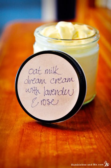 Lush Dream Cream, Rose Recipe, Make Oat Milk, Benzoin Essential Oil, Lavender Milk, How To Make Oats, Lotion Recipe, Diy Cream, Rose Recipes