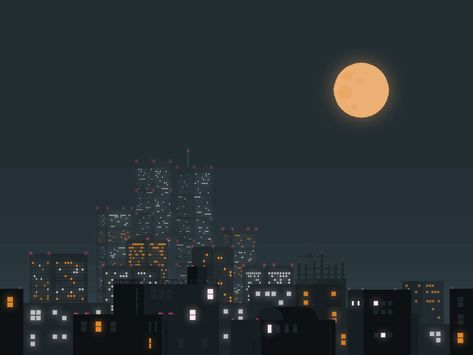 the night of pixel city by Chenzhang Feng Pixel City, Fireworks Gif, Game 2d, Pixel Animation, Cool Pixel Art, Black Background Wallpaper, Night Art, Animation Design, City Design