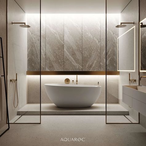 Stone Baths - Luxury Stone Baths by Aquaroc Master Bathrooms Luxury, Luxury Bathroom Master, Modern Master Bath, Modern Luxury Bathroom, Bathroom Luxury, Bathroom Design Trends, Contemporary Bathroom Designs, Stone Bathroom, Stone Bath