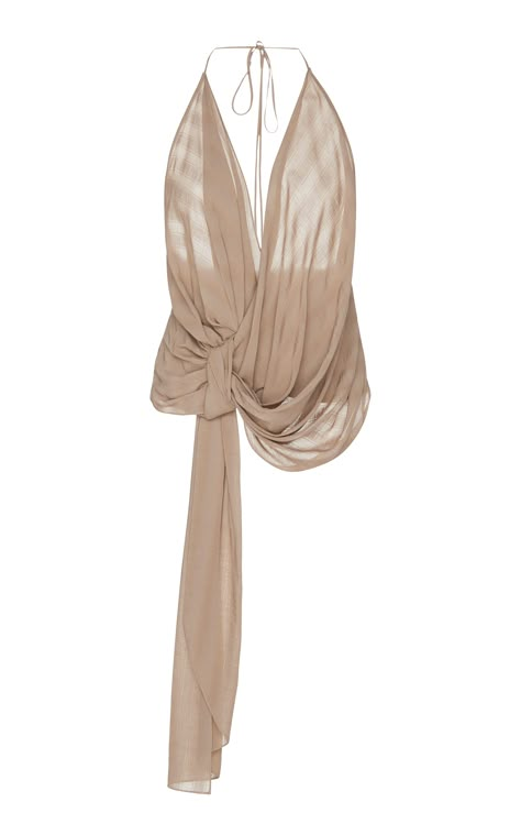 Draped Halter Top by JACQUEMUS for Preorder on Moda Operandi Brown Halter Top, Jacquemus Top, Tie Halter Top, Drape Top, Moda Boho, Beige Top, Mode Inspo, Lookbook Outfits, Fashion Killa