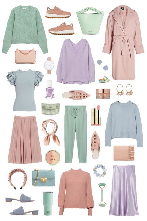 Pink Capsule Wardrobe, Pastel Wardrobe, Light Summer Style, Pastel Colors Fashion, Light Spring Color Palette, Light Summer Color Palette, Back To School Outfit Ideas, Pastel Outfits, Freelancer Profile