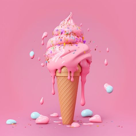 Ice Cream Cone With Sprinkles, I Scream For Ice Cream, Ice Cream Pink, Pink Ice Cream, Ice Cream Sprinkles, Disney Princess Makeover, Ice Cream Scoops, Ice Cream Photos, Wallpaper Iphone Disney