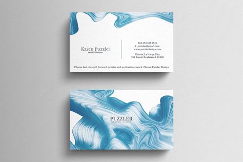 Cover Image For Simple artistic business card Painting Business, Art Business Cards, Company Business Cards, Watercolor Business Cards, Blue Business Card, Vertical Business Cards, Logo Design Free Templates, Name Card Design, Visiting Card Design