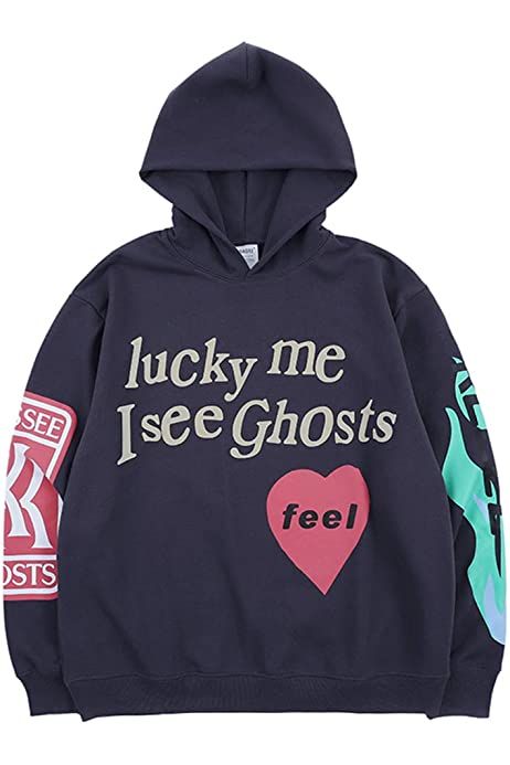 I See Ghosts Hoodie, Kanye West Sweatshirt, Lucky Me I See Ghosts, I See Ghosts, Letter Hoodie, Hip Hop Sweatshirts, Lucky Me, Oversized Pullover, Urban Outfits