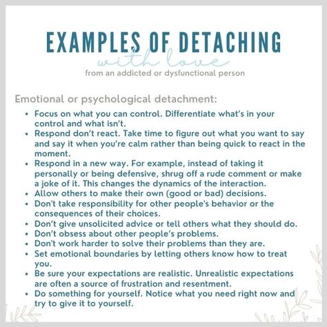 Codependents' Guide to Detaching with Love - Live Well with Sharon Martin Healthy Rituals, Codependency Worksheets, Detachment Quotes, Sharon Martin, Overcoming Codependency, Emotional Detachment, Boundaries Quotes, Self Esteem Worksheets, Codependency Recovery