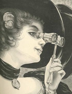 Woman With Opera Glasses (circa. 1898) A Drawing, Binoculars, Opera, Glass