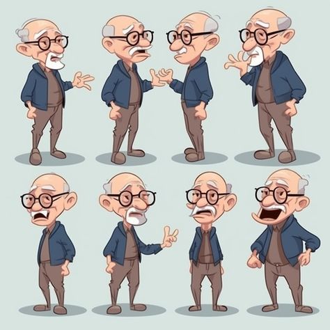 Photo cartoon character of old man in di... | Premium Photo #Freepik #photo #old-character #cartoon-man #cartoon-character #older-man Porto, Old Characters Design, Old Man Cartoon Character Design, Cartoon Old People, Old Man Drawing Character Design, Caracter Designer Cartoon, Old Man Drawing Reference, Old Men Cartoon, Cartoon Reference Poses