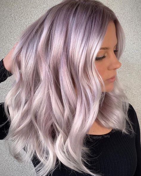 Guy Tang® on Instagram: “HairBesties, I have a question for you, which social platform are you always on the most? Is it Instagram, Facebook, Twitter or YouTube and…” Lilac Toner On Blonde Hair, Pastel Purple And Blonde Hair, Ash Blonde And Purple Hair, Blonde And Lavender Hair Highlights, Icy Purple Blonde Hair, Lavender Hair Pastel, Pastel Lilac Hair, Bold Hairstyles, Purple Blonde