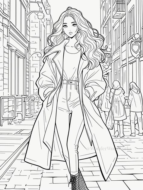 Fashion Colouring Pages, Coloring Pages Of Women, Cute Animals Coloring Pages, Women Coloring Pages, Fashion Coloring Pages, Anime Coloring Book, Cute Animals Coloring, Girls Coloring Pages, Diverse Fashion